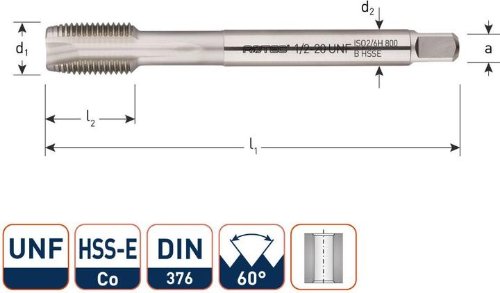 Actual product image Rotec 339.0300 HSSE 800 M.Gewindebohrer UNF 7/8-14