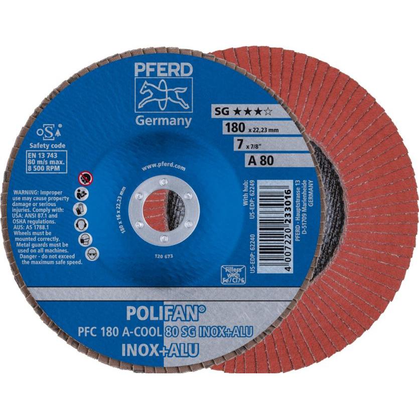 Pferd, Schleifmittel, Fächerschleifscheibe POLIFAN PFC A-COOL SG INOX+ALU (80)