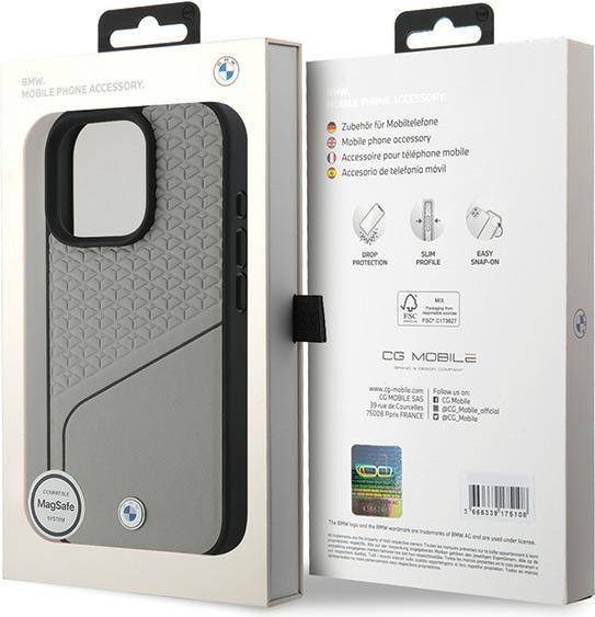 Actual product image BMW BMHMP16L23RDCLG iPhone 16 Pro 6.3" szary/grey hardcase Sign Leather Textured and Line MagSafe (Apple iPhone 16 Pro)
