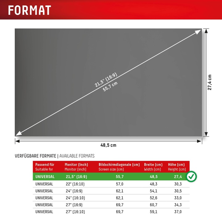 Produktbild Displex Privacy Safe, Desktop Monitor Blickschutzfilter (21.50", 16 : 9)