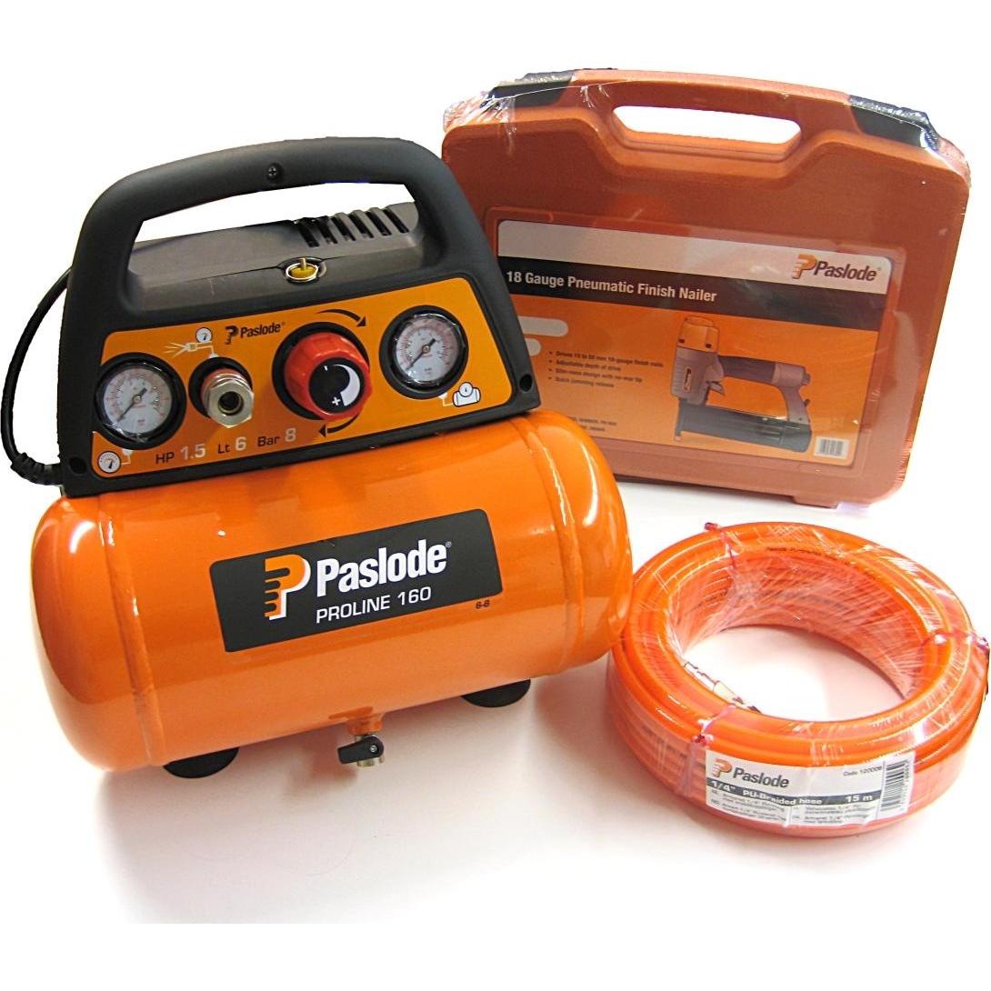 Paslode, Graffettatrice + Pistola sparachiodi, 142571 FN1850.2 Stiftnagler (16 - 50 mm) + Proline 160 Kompressor
