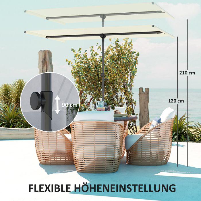 Image du produit Swisshandel24 Sonnenschirm 180 Grad drehbar Höhenverstellbar Alu 150x205cm Beige (2.05 m)