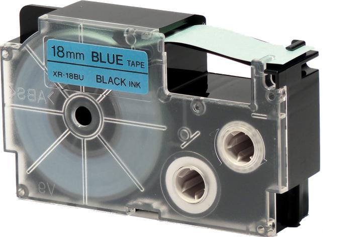 Actual product image Casio XR-18BU1 18mm black on blue, 8 metres (1.80 cm, Black, Blue)