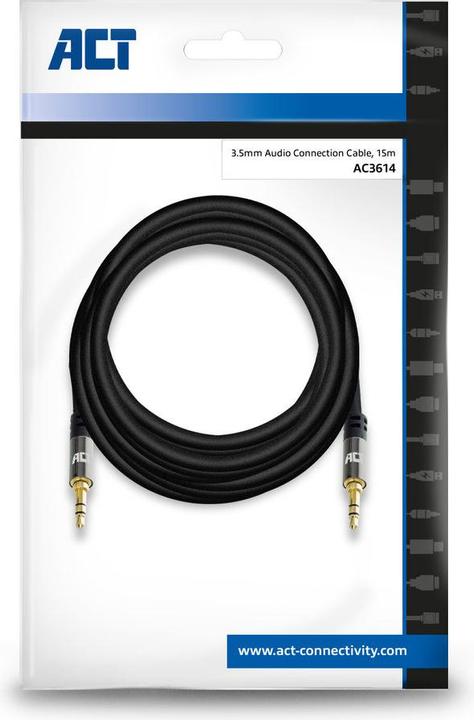 Image du produit 15 mètres de câble de connexion audio haute qualité 3.5 mm stéréo mâle - mâle (15 m, Jack 3,5 mm (AUX))