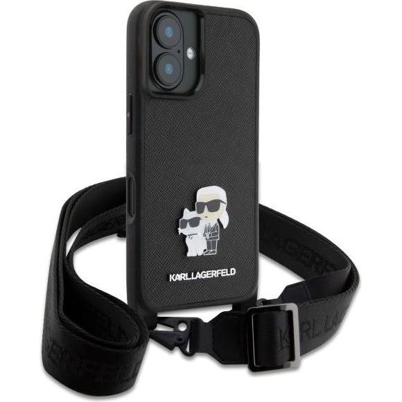 Thumbnail - Karl Lagerfeld KLHCP16SSAKCPBK iPhone 16 6.1" czarny/black hardcase Saffiano Karl&Choupette Metal P (Apple iPhone 16), S...