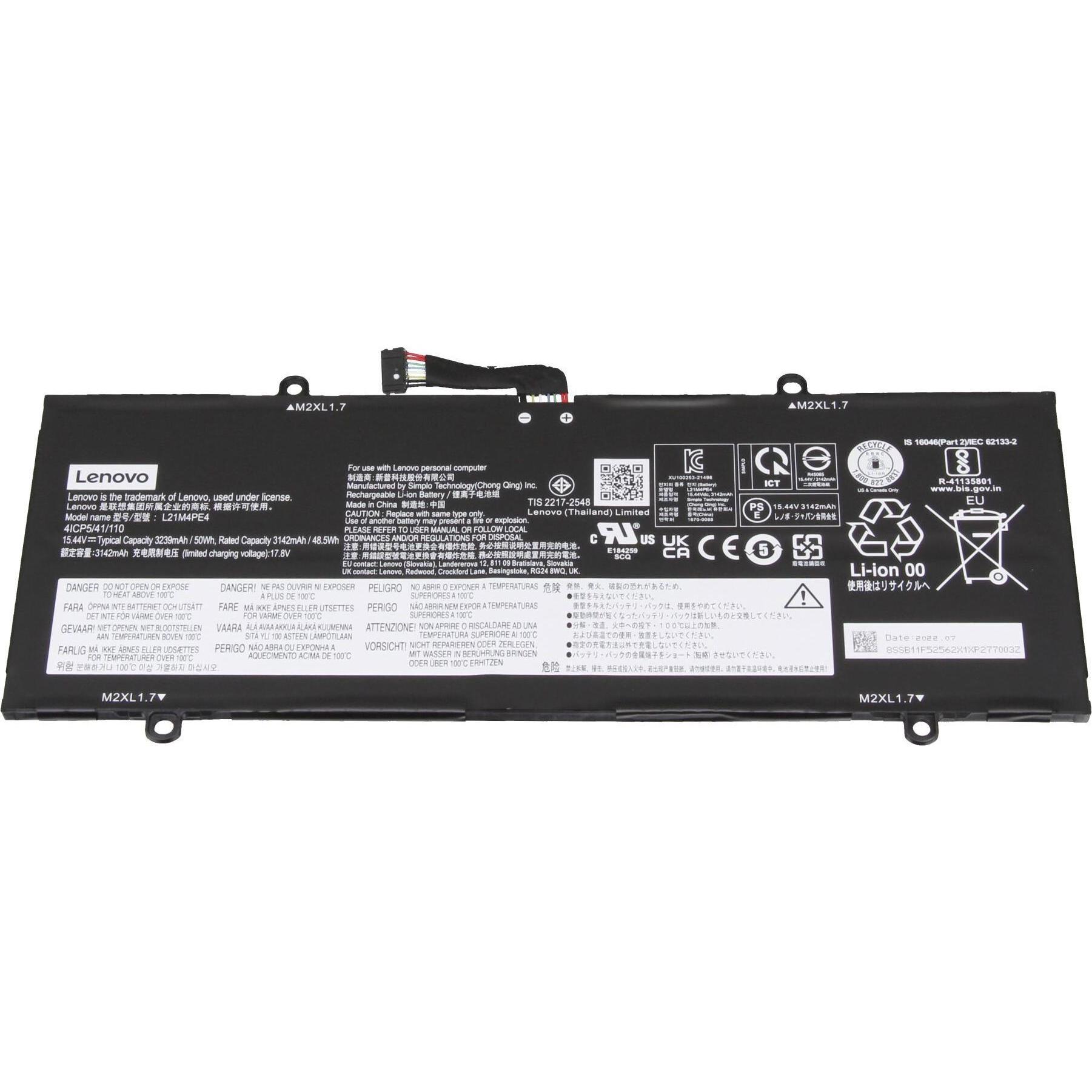 Lenovo L21C4PE3 (4 Zellen, 3250 mAh), Notebook Akku