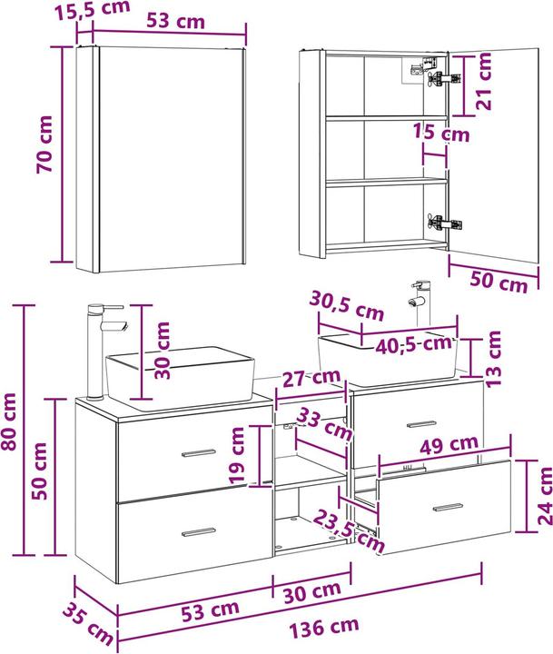 Produktbild vidaXL Badezimmermöbel-Set