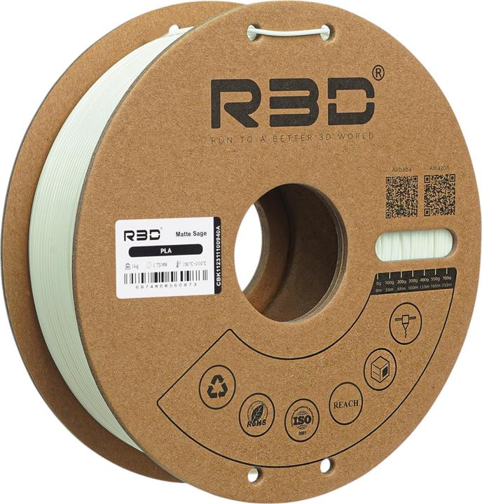 Actual product image R3D ePLA-Matte Salbeigrün Filament 1.75mm 1Kg (PLA, 1.75 mm, 1000 g, Green)