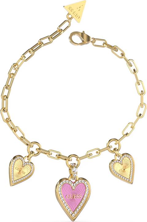 Guess Love Me Tender Romantic Gold Plated Bracelet JUBB03235JWYGPP - Dimension: 14.5 - 18.5 cm - S (14.60 cm, Stainless steel, Enamel)