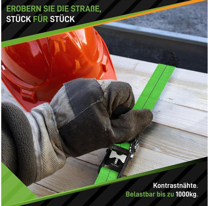 Produktbild Hardtwerk Spanngurte mit Ratschen 4 Stück, 6 Meter, Grün