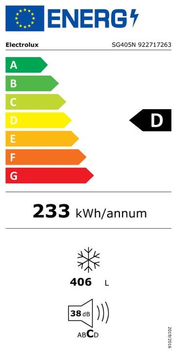 Energy Label Electrolux SG405N (Stand-alone, 406 l)
