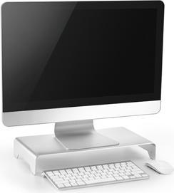 Actual product image Powerton Monitor stand, modern minimalist design, silver, aluminium, load capacity 10 kg, Ergo