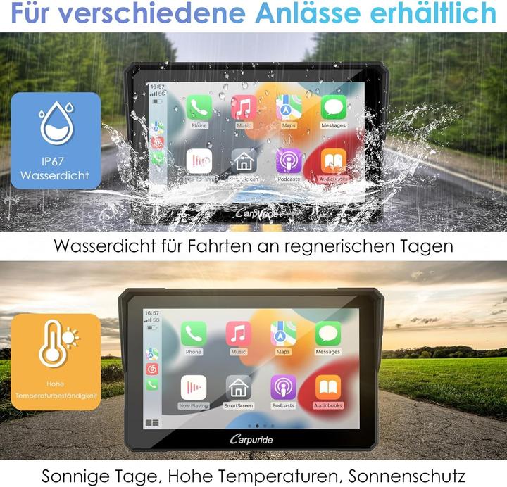 Carpuride Motorrad-CarPlay-Bildschirm