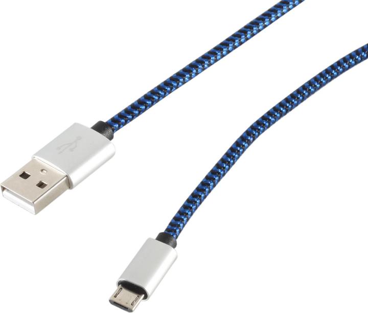 Produktbild Shiverpeaks USB Ladekabel USB A-ST auf USB Micro B-ST Nylon blau 0,9m (0.90 m, USB 2.0)