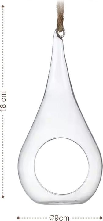 Produktbild Hermex Hängende Glasvase (1 x, 9 x 9 x 18 cm)