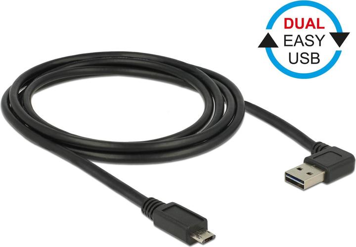 Image du produit Delock Câble USB2.0 Easy A-MicroB : 2m, noir (2 m, USB 2.0)