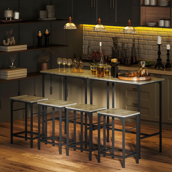 Immagine prodotto Homcom Bartisch Set Spanplatte, Stahl Grau (80 x 50 x 87 cm)