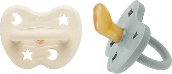 Produktbild Hevea Naturkautschuk Schnuller 2er Pack, Milky White & Gorgeous Grey - kiefergerecht (2 x, 3 - 6 Monate)