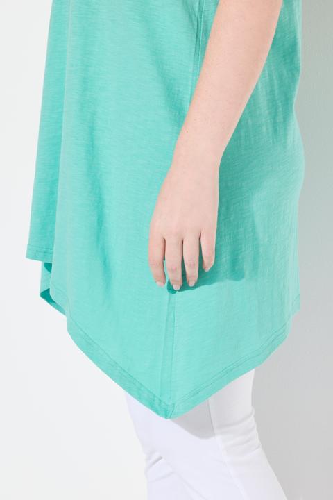 Image du produit Ulla Popken Débardeur long avec base en pointe des deux côtés. Décolleté en V. Coton bio. Coupe évasée (46, 48)