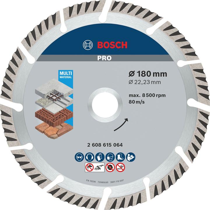 Produktbild Bosch Professional Zubehör PRO Multi Material Diamanttrennscheibe, 180 x 22,23 mm