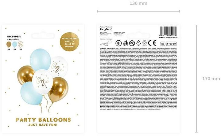 Produktbild Partydeco Strauss "One"-Ballons blau (6 x)
