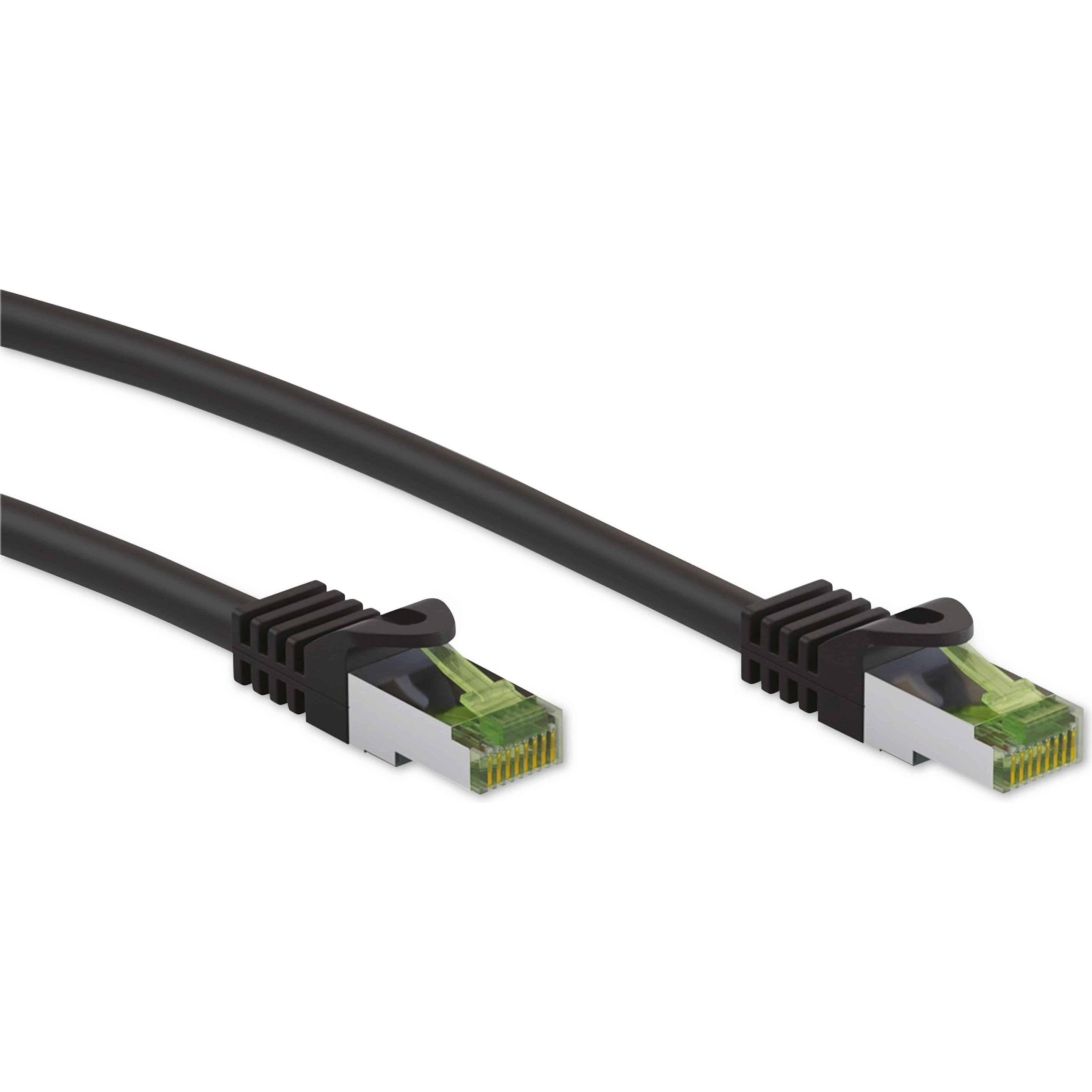 Goobay GHMT-zertifiziertes CAT 8.1 Patchkabel, S/FTP PiMF, schwarz (S/FTP, CAT8.1, 2 m), Netzwerkkabel