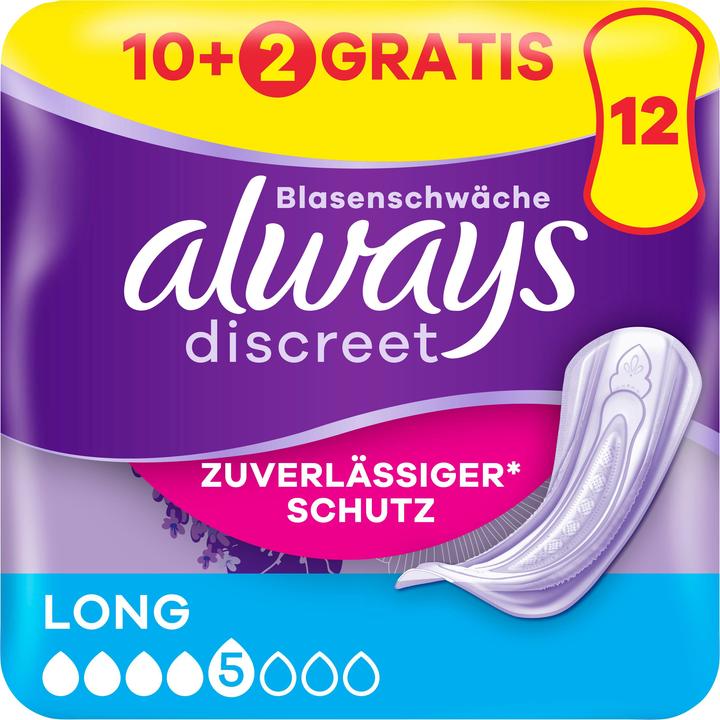 Produktbild Always Discreet Inkontinenz, Long 10+2 GRATIS Inkontinenz-Höschen (12 x)