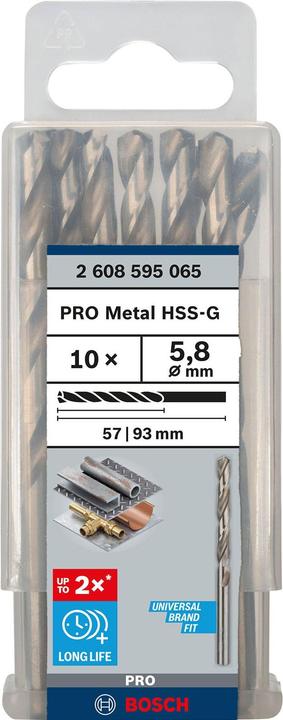 Produktbild Bosch Professional Zubehör PRO Metal HSS-G Spiralbohrer, 5,8 x 57 x 93 mm (5.8 mm)