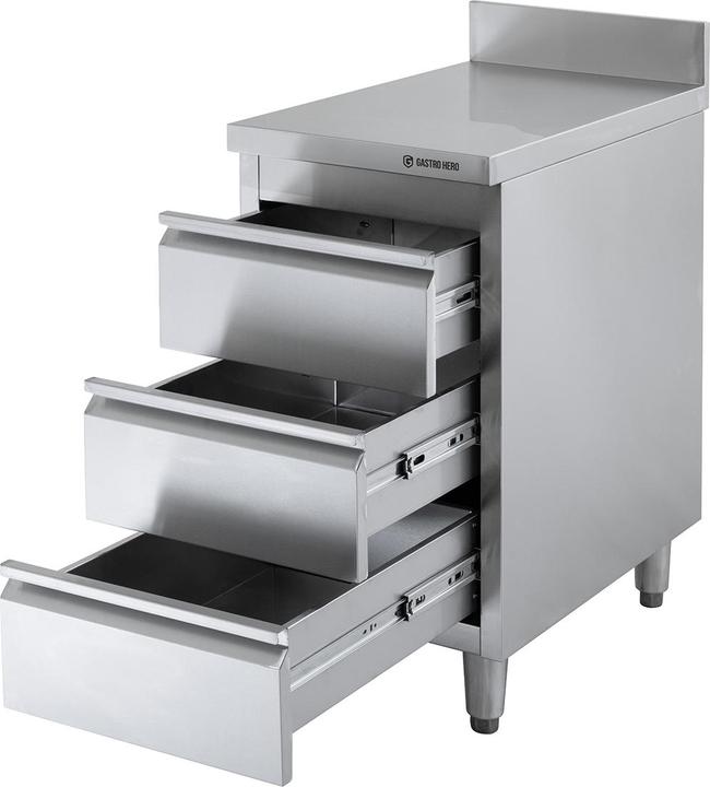 Produktbild Gastro Hero Edelstahl-Schubladenschrank BASIC er Einheit mit Aufkantung (40 cm, 85 cm)