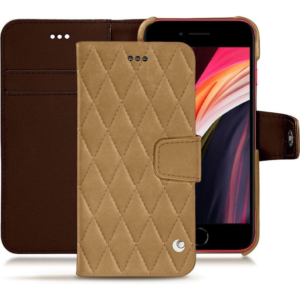 Noreve Lederschutzhülle Wallet (Apple iPhone SE (3rd Gen), Apple iPhone SE (2nd Gen)), Smartphone Hülle, Braun