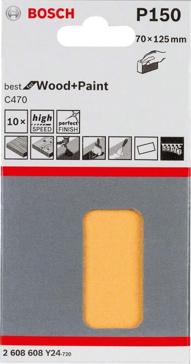 Produktbild Bosch Professional Zubehör Schleifblatt C470, 10er-Pack. Für oszilli. Multifunktionswerkzeuge, K:150 (150)