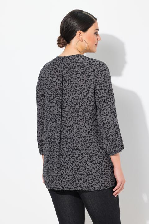 Produktbild Ulla Popken Bluse, A-Linie, Smok-Einsatz, farbiges Minimalmuster (46, 48)