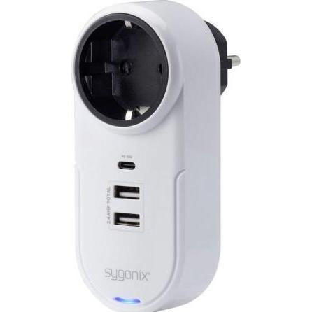 Sygonix SY-4512996 Zwischensteckdose mit USB Weiss, USB Ladegerät, Weiss