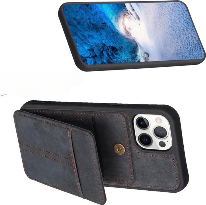 Actual product image Cover-Discount iPhone 15 Pro Max - Kickstand Case with card slots black (Apple iPhone 15 Pro Max)