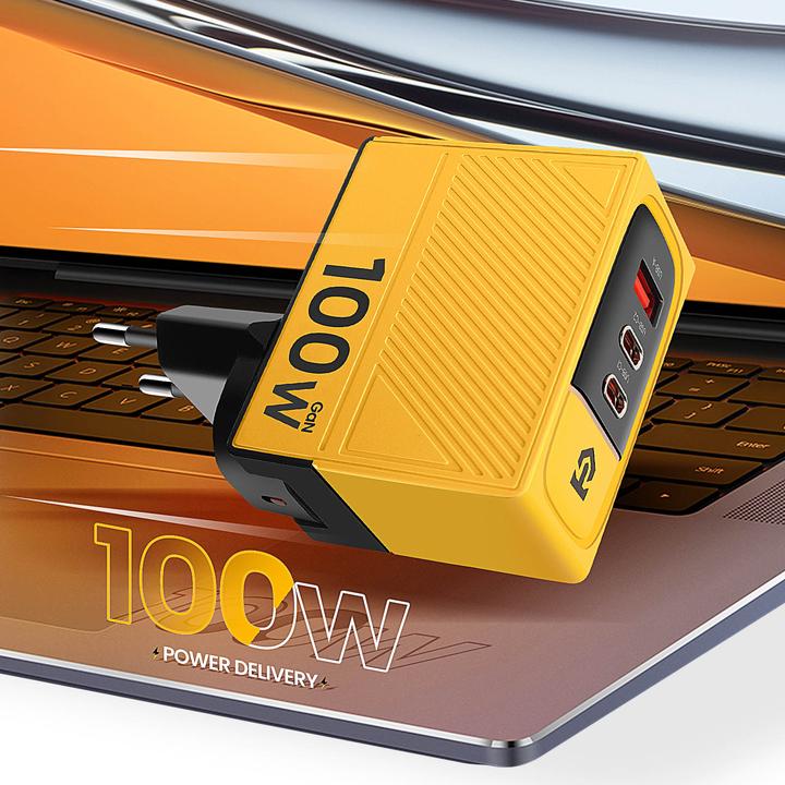 Actual product image Tactical Nett Warrior GaN Power Supply Charger 100W - Yellow (100 W)