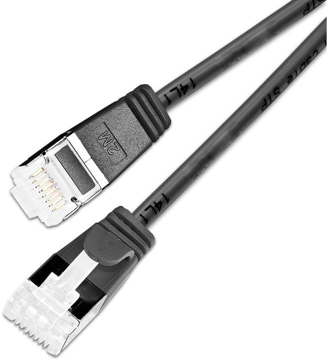 Produktbild SLIM Slimpatchkabel RJ-45, Cat 6A, U/FTP, 0.1 m, Schwarz, 50-Pack (U/FTP, CAT6a, 0.10 m)