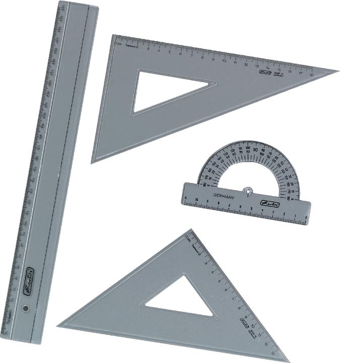 Produktbild Herlitz Geometrie-, Zeichendreieck (Büro, Schule) Geometrie-Set 4-teilig Kunststoff transparent (30 cm, Kunststoff)