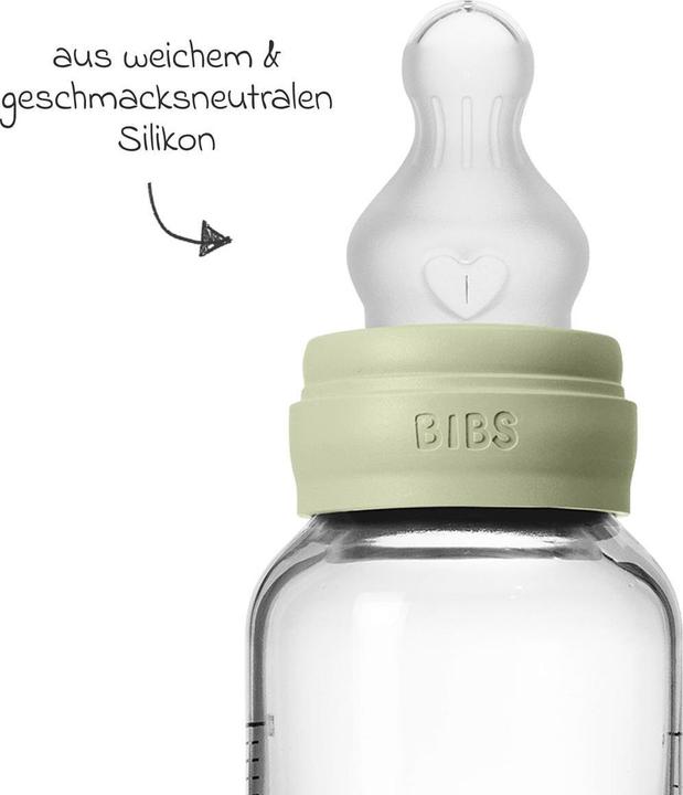 Actual product image Bibs Babyflaschen Glas-Flasche Baby Bottle Round 120 ml + Silikon-Trinksauger (120 ml)