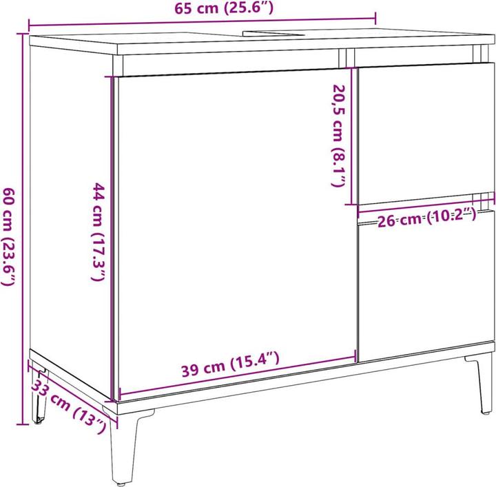 Actual product image vidaXL Waschbeckenschrank (65 x 33 x 60 cm)