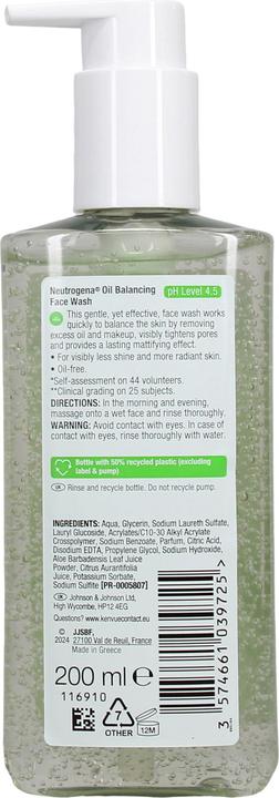 Produktbild Neutrogena Oil Balancing Facial Wash (Reinigungsgel, 200 ml)
