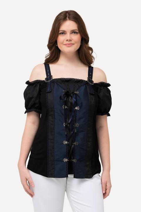 Produktbild Ulla Popken Trachten-Bluse, Schnürung, Spitze, Halbarm, Träger (58)