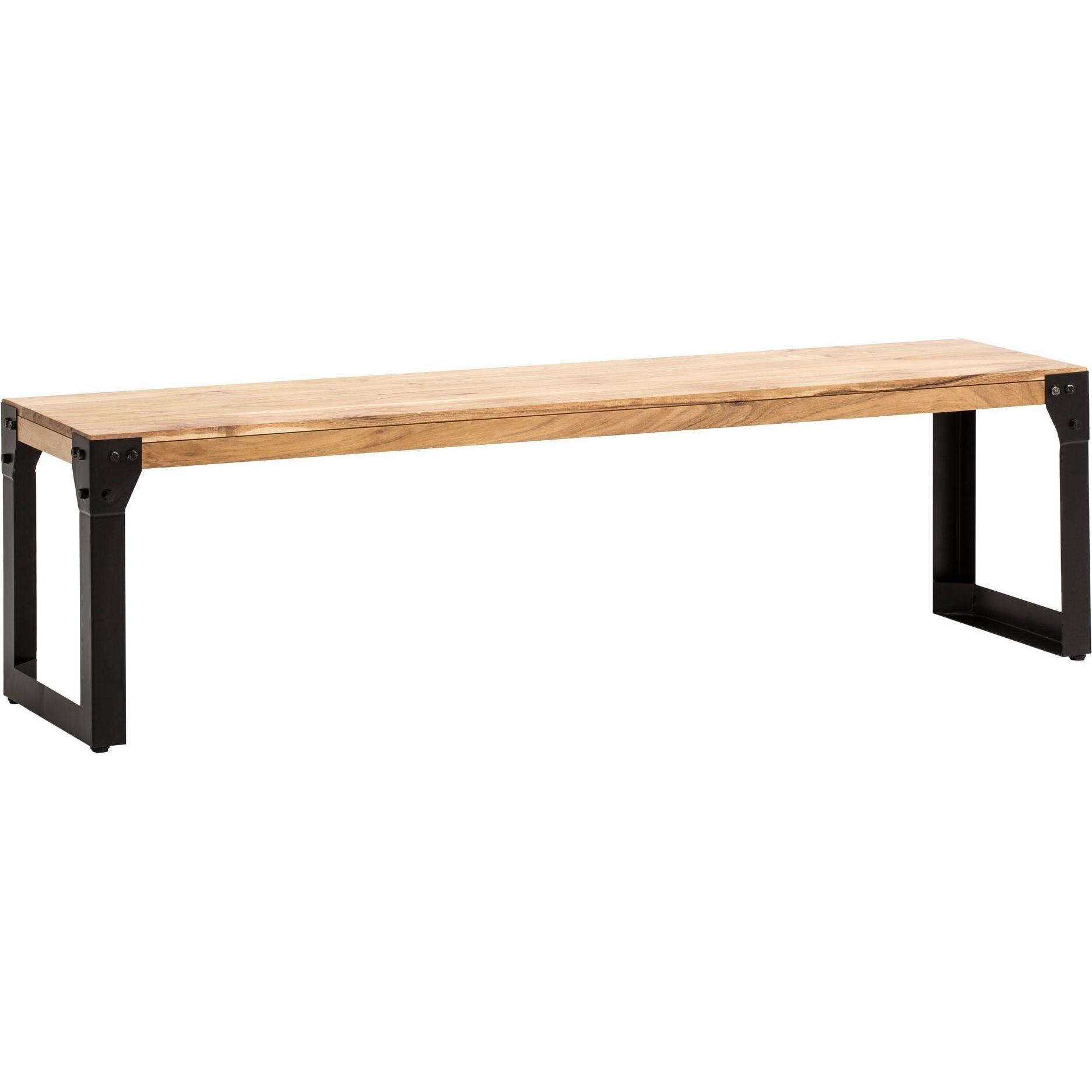 FineBuy, Sitzbank, Esszimmerbank Sitzbank Akazie Massivholz Essbank Industrial Holzbank (140 cm)