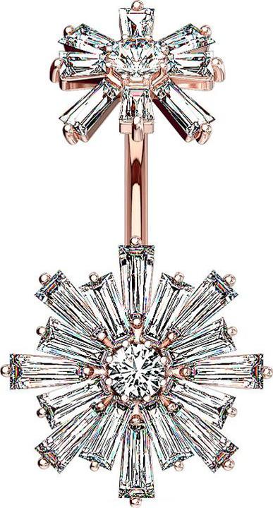 Immagine prodotto Star Piercing Banana Inner Thread oro rosa doppio fiore di cristallo (Ottone, Acciaio chirurgico 316L)