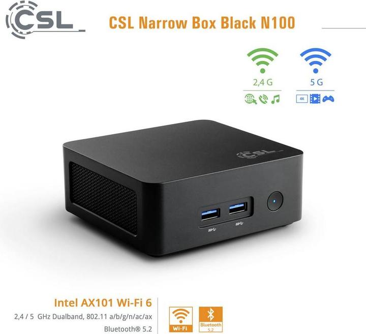 Actual product image CSL Narrow Box Black (500 GB, 8 GB, Intel N150, Intel UHD Graphics)