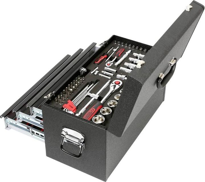 Produktbild KS Tools 1/4" + 1/2" CHROMEplus Universal-Werkzeug-Satz, GEAR, 99 Teile, Flank Traction (29 mm, 32 mm, 26 mm, 22 mm, 21 mm, 20 mm, 11 mm, 12 mm, 13 mm, 23 mm, 10  mm, 31 mm, 17 mm, 14 mm, 19 mm, 27 mm, 28 mm, 16 mm, 25 mm, 24 mm, 18 mm, 30 mm, 15 mm, 5 mm, 6 mm, 9 mm, 8 mm, 4 mm, 7 mm)