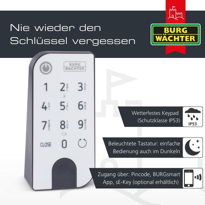 Actual product image Burg Wächter ENTRYhome 5001 PIN wireless door lock (Bluetooth, Smartphone, Electronic numerical code)
