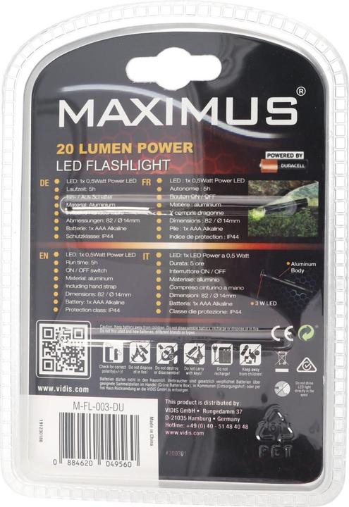 Actual product image Steffen MAXIMUS Flashlight M-FL-003-DU (14 cm, 20 lm)