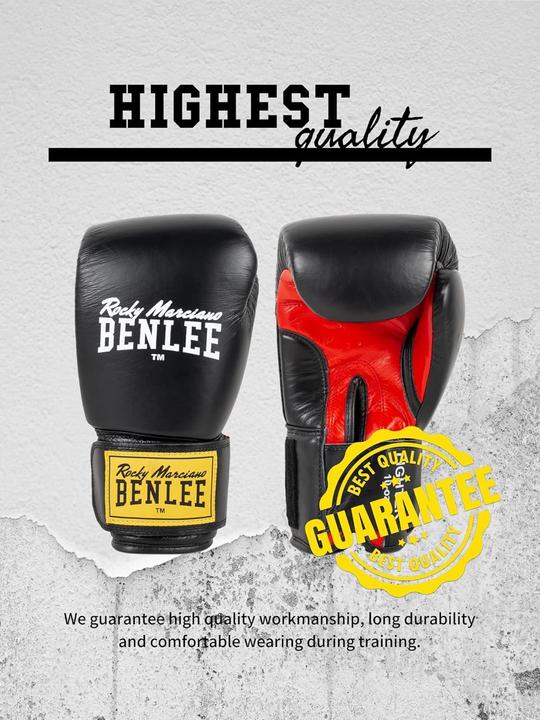 Produktbild Benlee Fighter Boxhandschuhe Leder Schwarz (14 OZ, One Size)