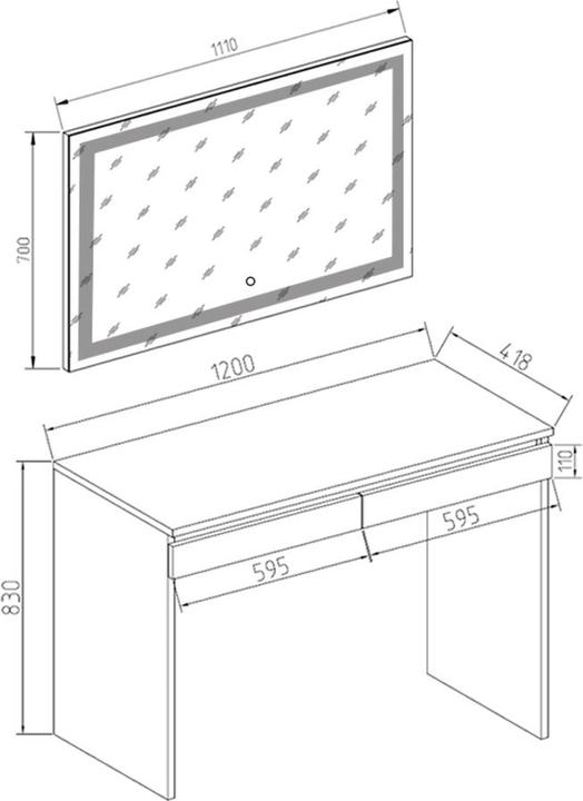 Actual product image Vicco Emma with LED mirror (120 x 43 x 83 cm)