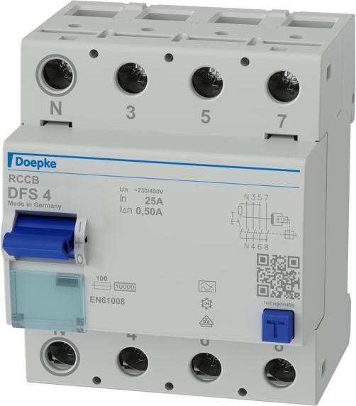 Produktbild Doepke DOEP DFS4AFI25-4/0,5 Fi-Schalter 25A 0,5A 4p